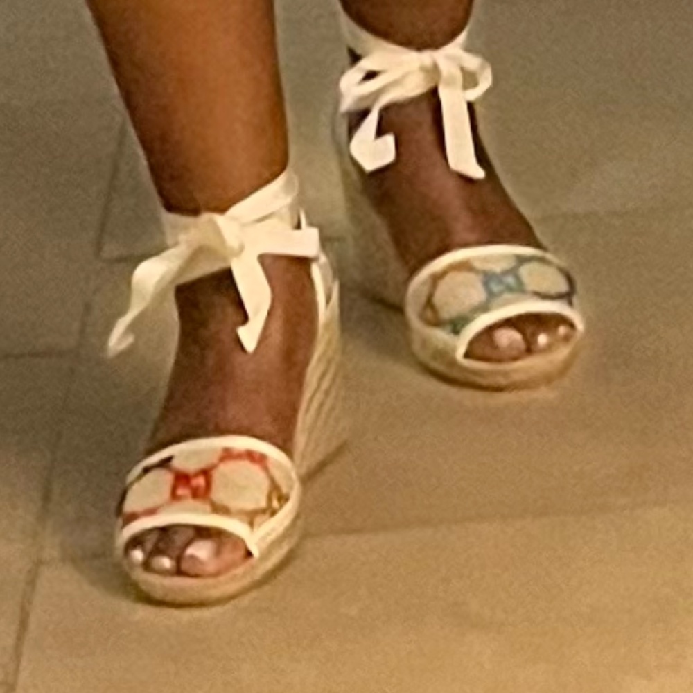 Gucci Psychedelic Linen  Mini GG Multicolor Wedges